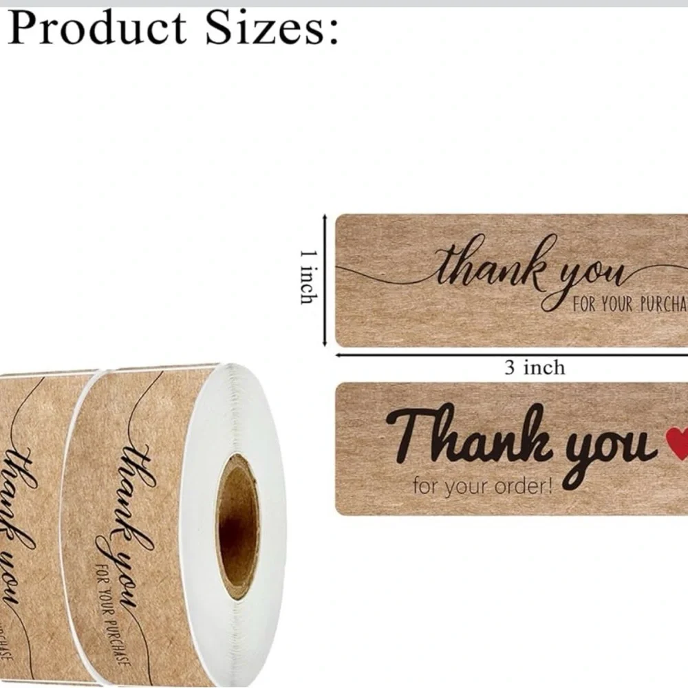 240 Thank You Stickers Roll Set | Small Business Packaging Labels | 3x1 Kraft